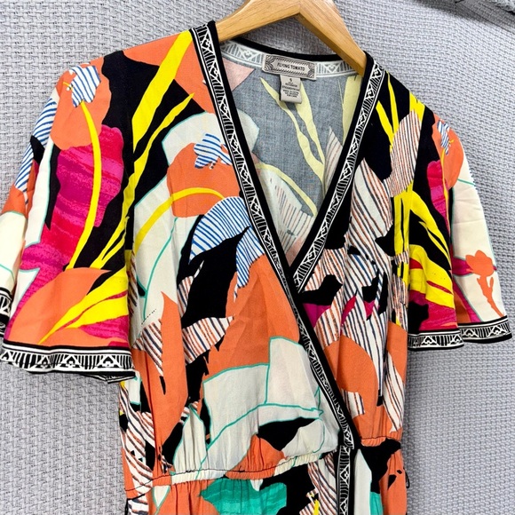Flying Tomato Anthropologie Tropical Wrap Midi Dress Women Sz Small-Beach Floral - Picture 4 of 10